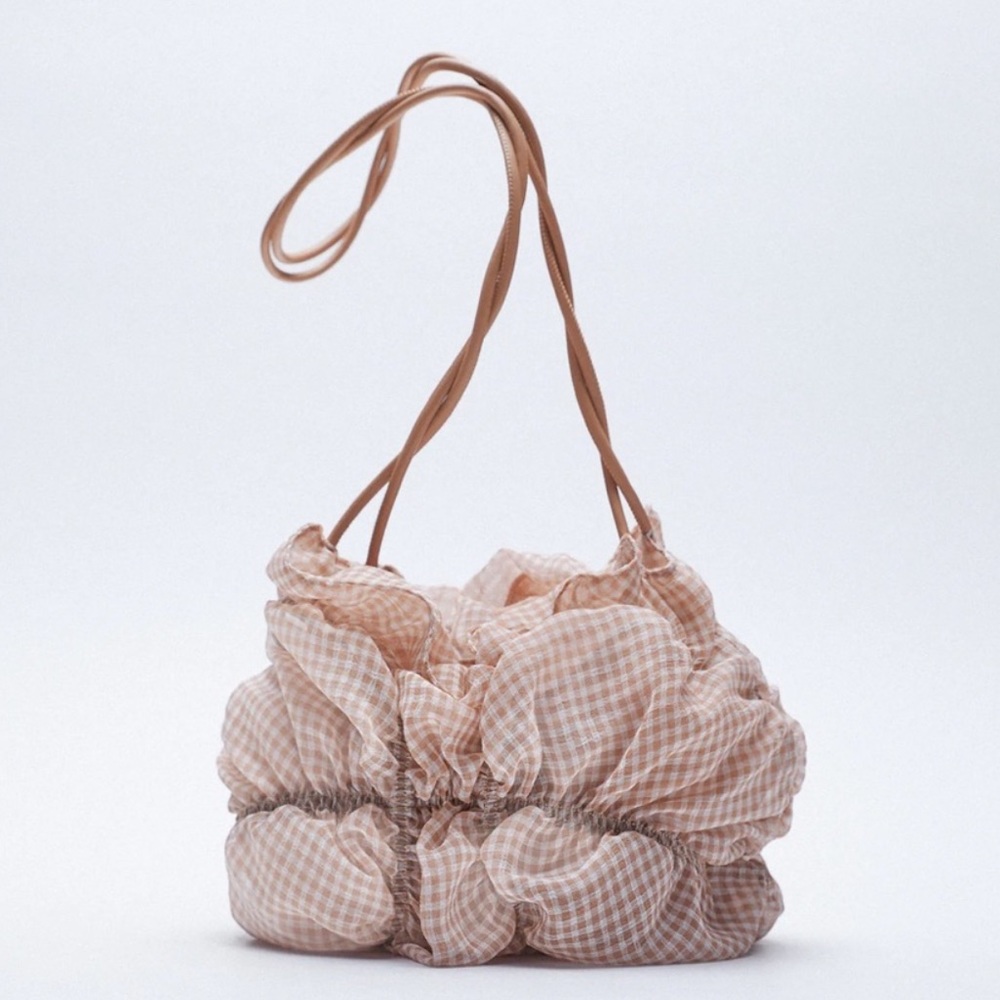 ZARA Gingham Organza  Bag